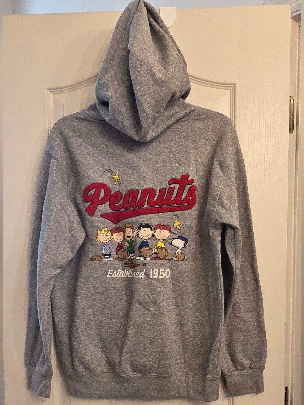 Peanuts Gray Hoodie with Red Logo and Character Graphic MENS SZ S